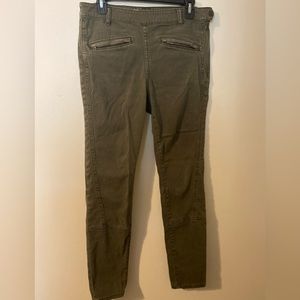 Pilcro and the Letterpress Womens Superscript Pants Green Mid Rise Ankle Zip 28”